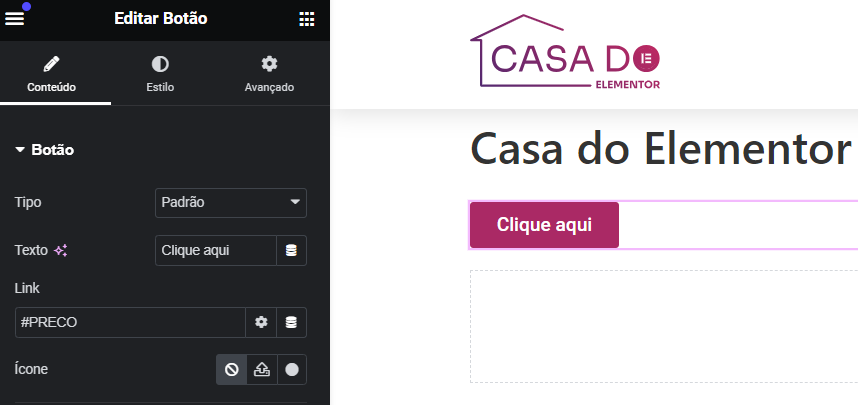 link ancora em botões do elementor