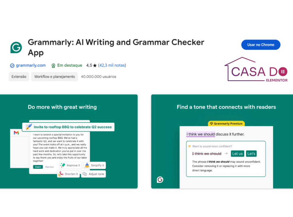 Grammarly extensão de chrome para wordpress