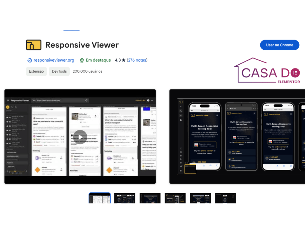 Responsive Viewr extensão de chrome para wordpress