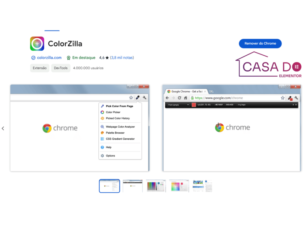 ColorZilla extensão de chrome para wordpress