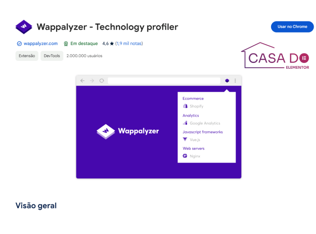 wappalyzer extensão de chrome para wordpress